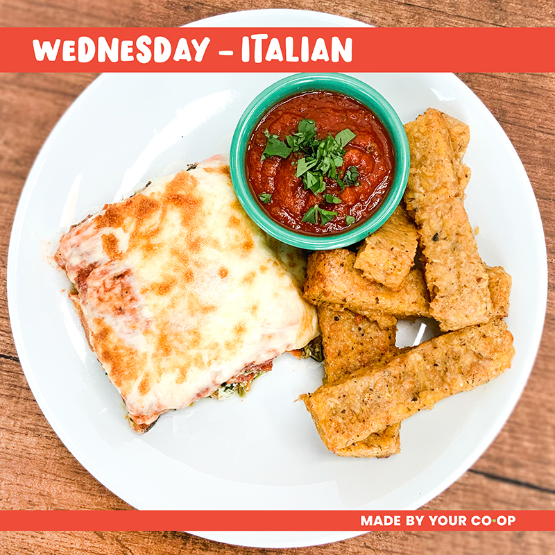 Wednesday hot food bar menu - Italian