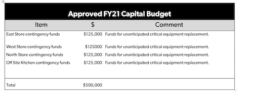 Approved FY21 Capital Budget chart