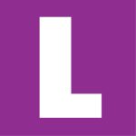 a capital L in a purple square